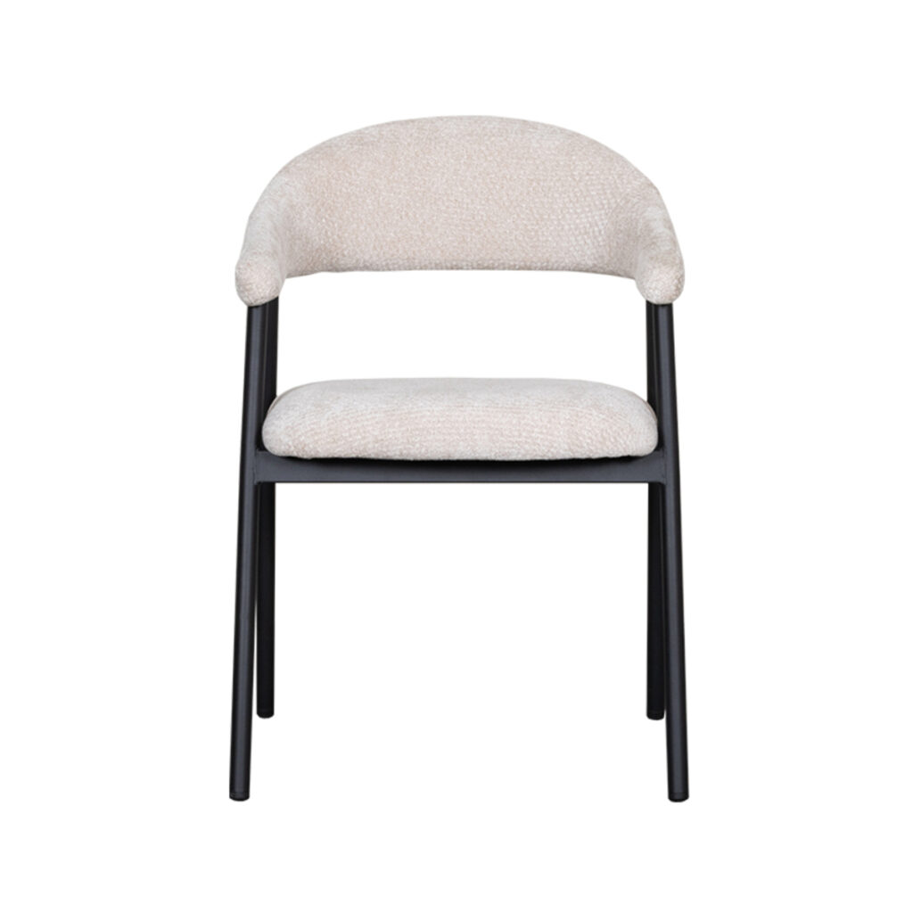pro_92755_img_9146352 LABEL51 Eetkamerstoelen Amaze - Naturel - Chenille - Zwart Metalen Frame