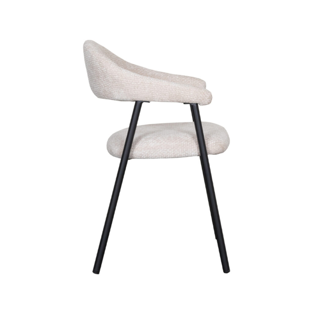pro_92755_img_9146353 LABEL51 Eetkamerstoelen Amaze - Naturel - Chenille - Zwart Metalen Frame