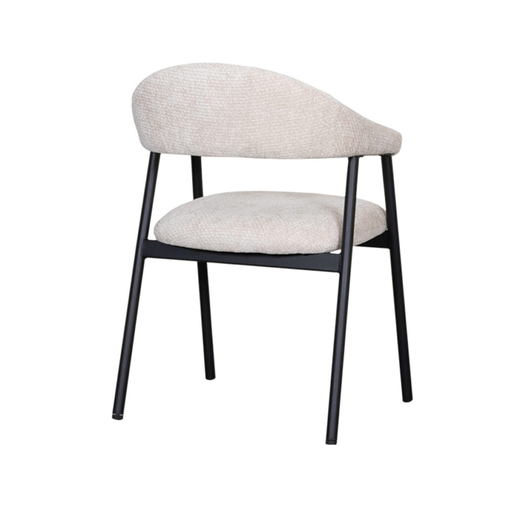pro_92755_img_9146354 LABEL51 Eetkamerstoelen Amaze - Naturel - Chenille - Zwart Metalen Frame