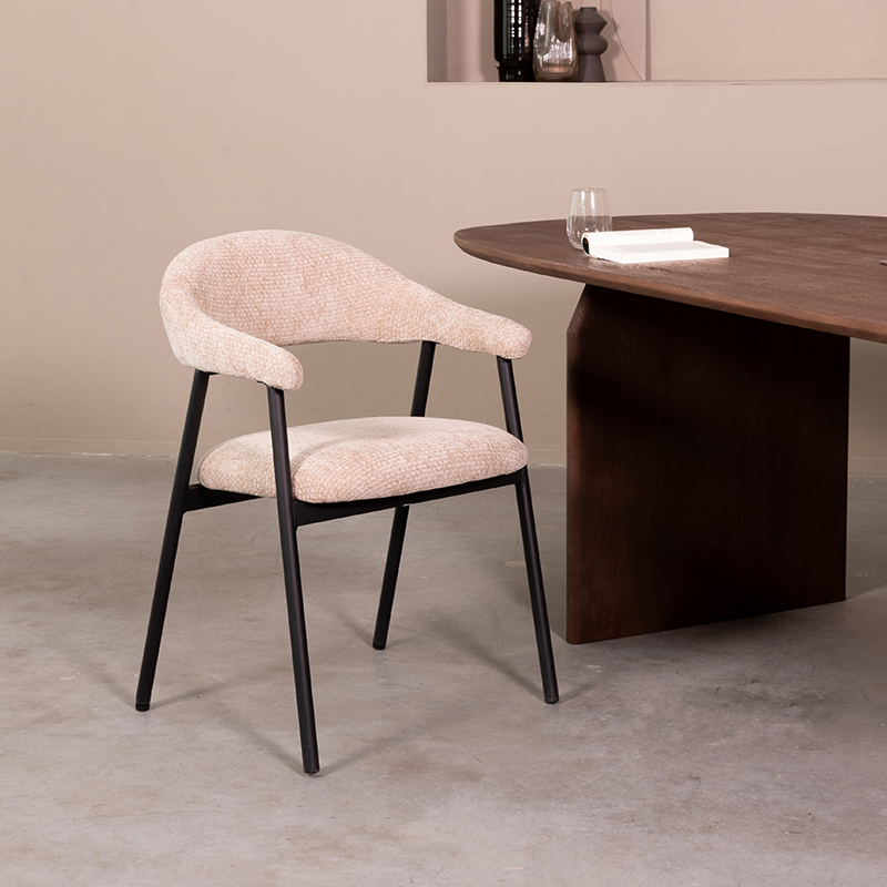 pro_92756_img_9143430 LABEL51 Eetkamerstoelen Amaze - Clay - Chenille - Zwart Metalen Frame