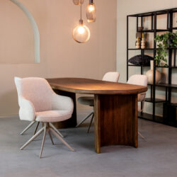 pro_92791_img_9209331 LABEL51 Eetkamerstoelen Bern - Naturel - Boucle - Taupe Metalen Frame