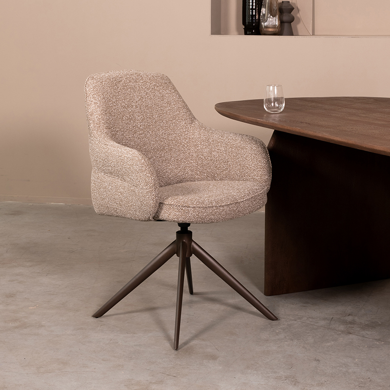 pro_92794_img_9188149 LABEL51 Eetkamerstoelen Bern - Mushroom - Boucle - Brons Metalen Frame