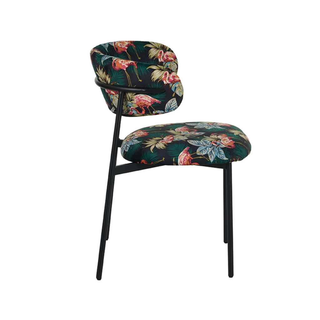 pro_92803_img_9145116 LABEL51 Eetkamerstoelen Ferry - Printed Flamingo - Velvet - Zwart Metalen Frame