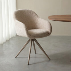 LABEL51 Eetkamerstoelen Fiby - Naturel - Chenille - Taupe Metalen Frame