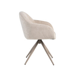 LABEL51 Eetkamerstoelen Fiby - Naturel - Chenille - Taupe Metalen Frame