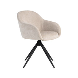 LABEL51 Eetkamerstoelen Fiby - Naturel - Chenille - Zwart Metalen Frame