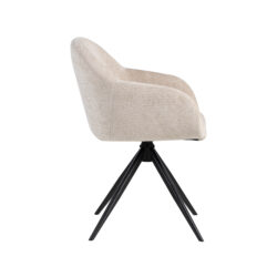 LABEL51 Eetkamerstoelen Fiby - Naturel - Chenille - Zwart Metalen Frame