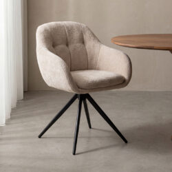pro_94599_img_9233634 LABEL51 Eetkamerstoelen Esma - Naturel - Chenille - Zwart Metalen Frame