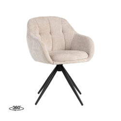 pro_94599_img_9233635 LABEL51 Eetkamerstoelen Esma - Naturel - Chenille - Zwart Metalen Frame