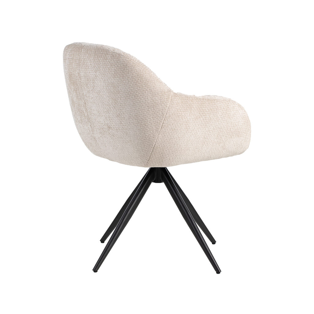 pro_94599_img_9233639 LABEL51 Eetkamerstoelen Esma - Naturel - Chenille - Zwart Metalen Frame