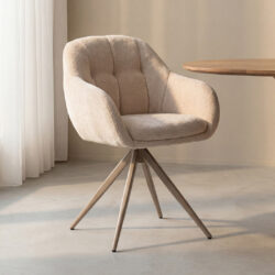 pro_94601_img_9233548 LABEL51 Eetkamerstoelen Esma - Naturel - Chenille - Taupe Metalen Frame