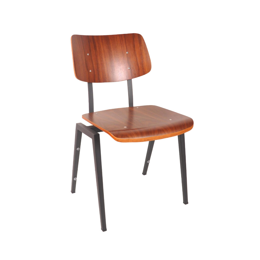 pro_94743_img_9145592 LABEL51 Eetkamerstoelen Stapelbaar - Bruin - Hout - Zwart Metalen Frame