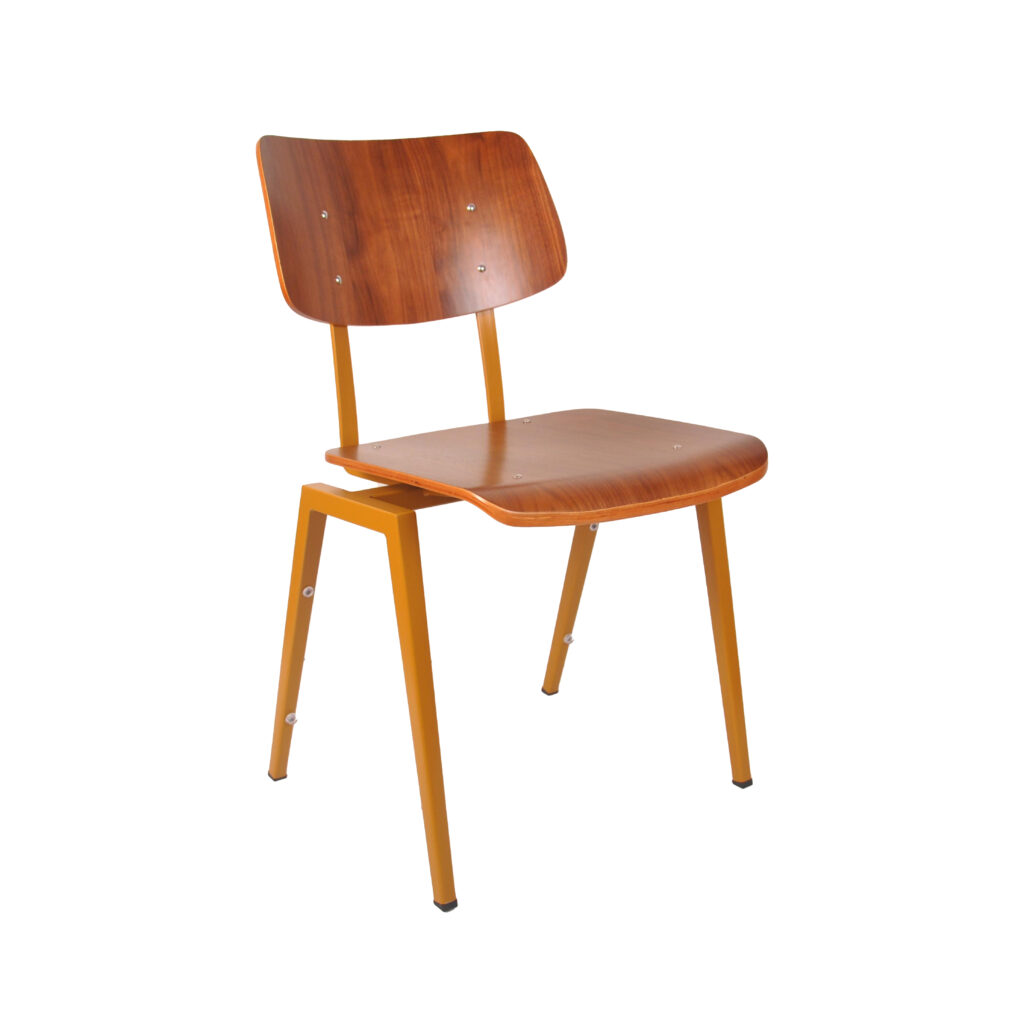 pro_94744_img_9145591 LABEL51 Eetkamerstoelen Stapelbaar - Bruin - Hout - Oker Metalen Frame