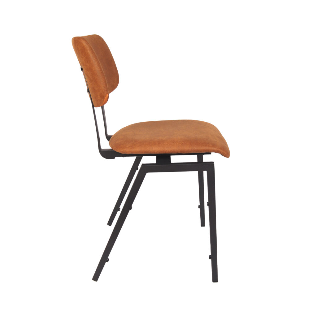 pro_94749_img_9145572 LABEL51 Eetkamerstoelen Stapelbaar - Cognac - Kunstleder - Zwart Metalen Frame
