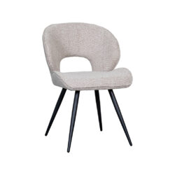 LABEL51 Eetkamerstoelen Sakura - Naturel - Boucle - Zwart Metalen Frame