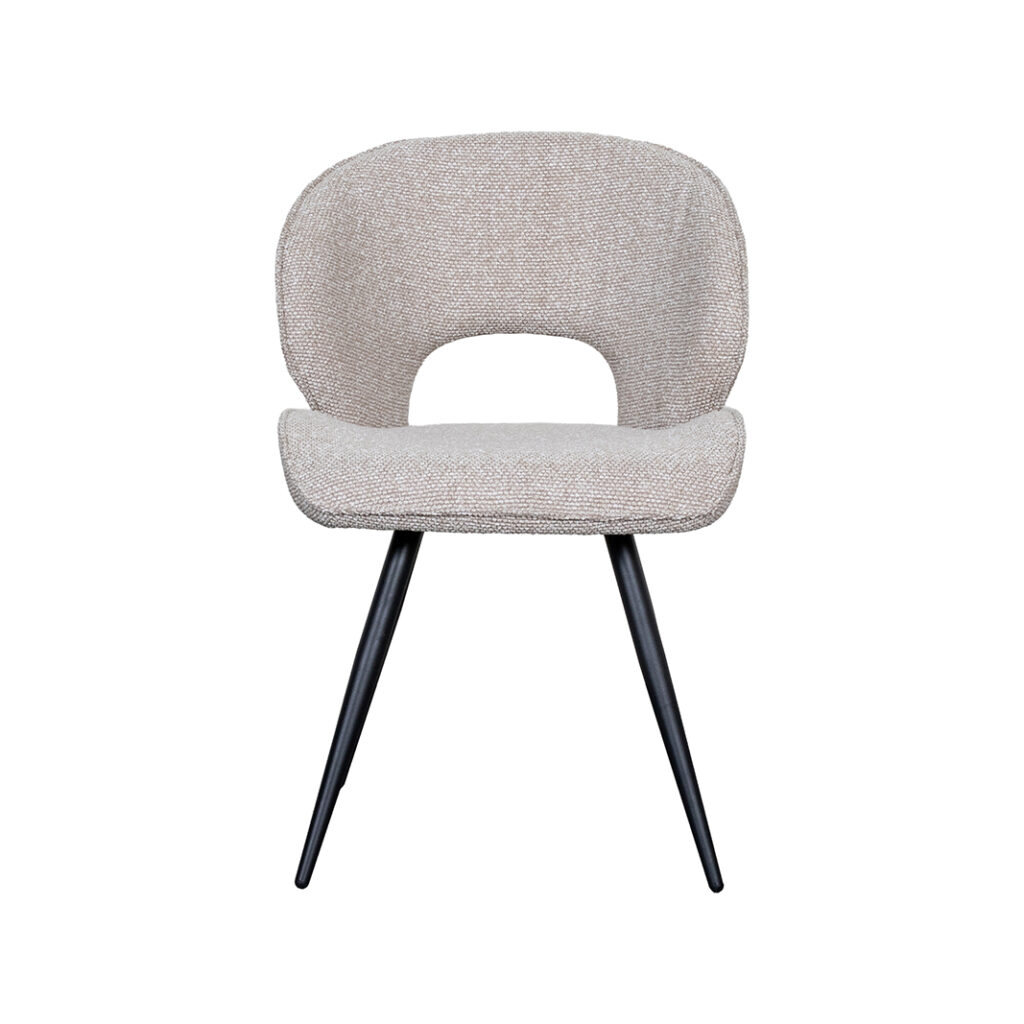 LABEL51 Eetkamerstoelen Sakura - Naturel - Boucle - Zwart Metalen Frame