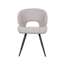 LABEL51 Eetkamerstoelen Sakura - Naturel - Boucle - Zwart Metalen Frame