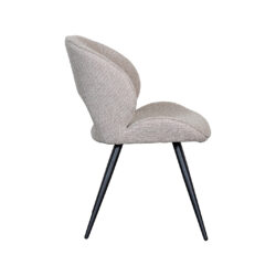 LABEL51 Eetkamerstoelen Sakura - Naturel - Boucle - Zwart Metalen Frame