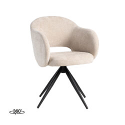 pro_95429_img_9233506 LABEL51 Eetkamerstoelen Lela - Naturel - Chenille - Zwart Metalen Frame