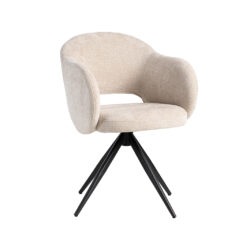 pro_95429_img_9233507 LABEL51 Eetkamerstoelen Lela - Naturel - Chenille - Zwart Metalen Frame