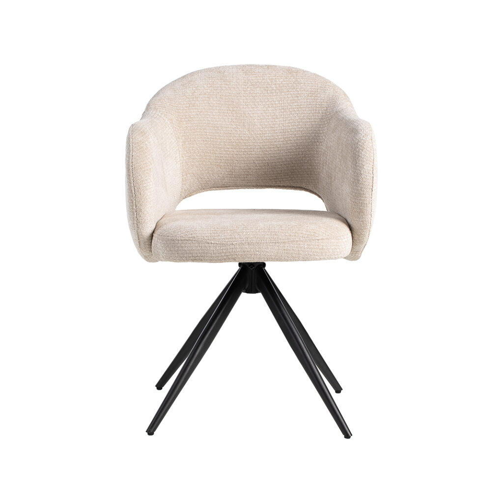 pro_95429_img_9233508 LABEL51 Eetkamerstoelen Lela - Naturel - Chenille - Zwart Metalen Frame