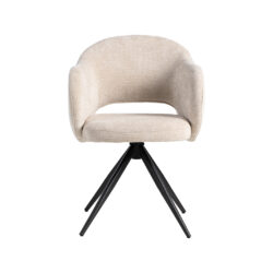 pro_95429_img_9233508 LABEL51 Eetkamerstoelen Lela - Naturel - Chenille - Zwart Metalen Frame