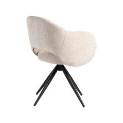 pro_95429_img_9233510 LABEL51 Eetkamerstoelen Lela - Naturel - Chenille - Zwart Metalen Frame