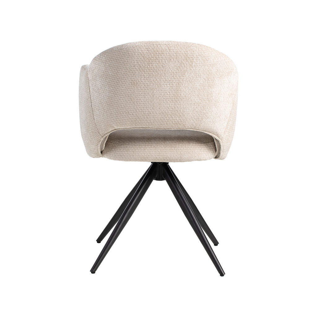 pro_95429_img_9233511 LABEL51 Eetkamerstoelen Lela - Naturel - Chenille - Zwart Metalen Frame