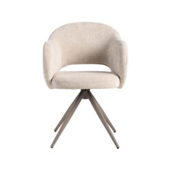 LABEL51 Eetkamerstoelen Lela - Naturel - Chenille - Taupe Metalen Frame