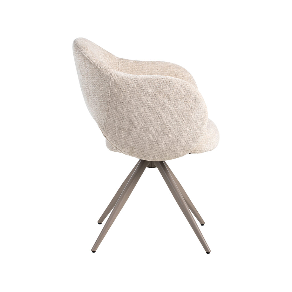LABEL51 Eetkamerstoelen Lela - Naturel - Chenille - Taupe Metalen Frame