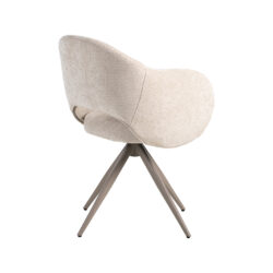 LABEL51 Eetkamerstoelen Lela - Naturel - Chenille - Taupe Metalen Frame
