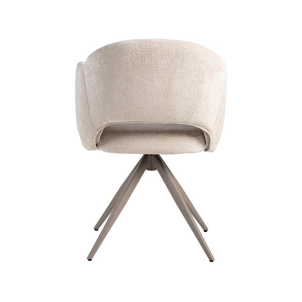 LABEL51 Eetkamerstoelen Lela - Naturel - Chenille - Taupe Metalen Frame