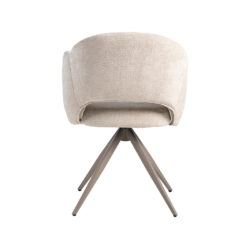 LABEL51 Eetkamerstoelen Lela - Naturel - Chenille - Taupe Metalen Frame