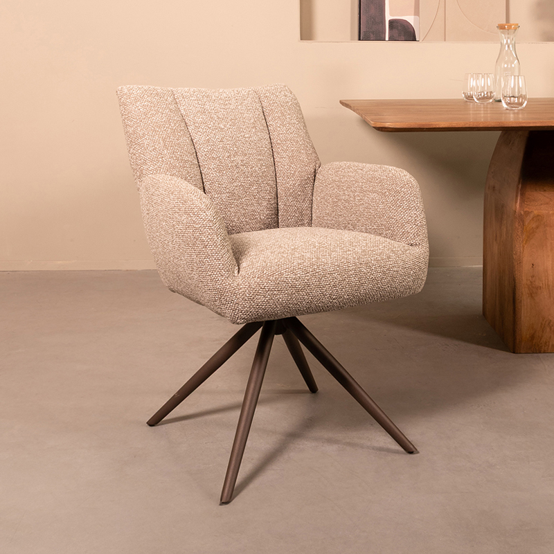 pro_96702_img_9188826 LABEL51 Eetkamerstoelen Padua - Mushroom - Boucle - Brons Metalen Frame
