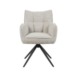 LABEL51 Eetkamerstoelen Amalfi - Naturel - Boucle - Zwart Metalen Frame