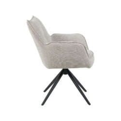LABEL51 Eetkamerstoelen Amalfi - Naturel - Boucle - Zwart Metalen Frame