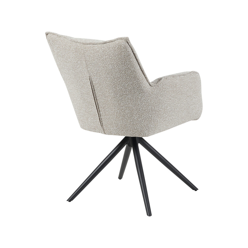 LABEL51 Eetkamerstoelen Amalfi - Naturel - Boucle - Zwart Metalen Frame