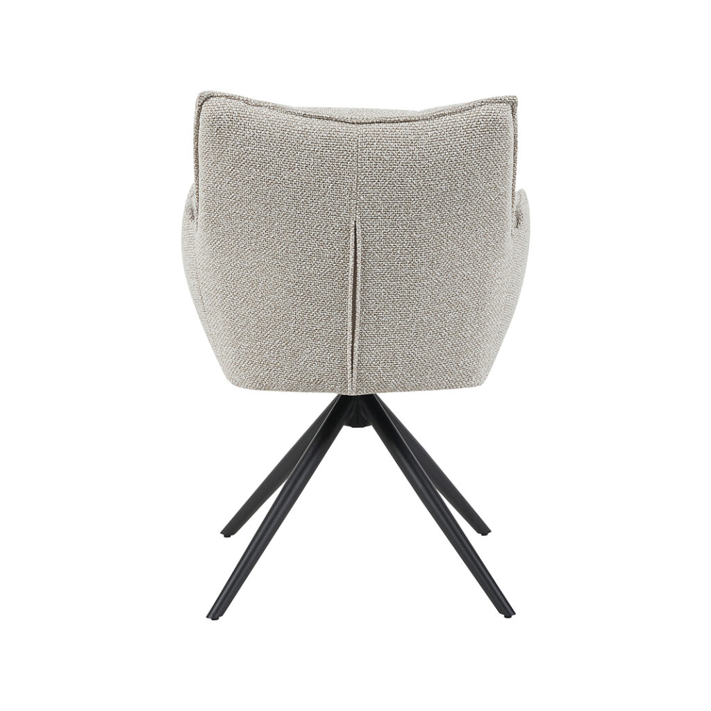 LABEL51 Eetkamerstoelen Amalfi - Naturel - Boucle - Zwart Metalen Frame