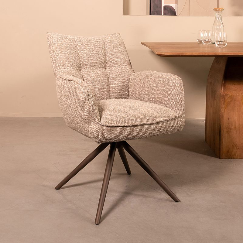 pro_96704_img_9188510 LABEL51 Eetkamerstoelen Amalfi - Mushroom - Boucle - Brons Metalen Frame