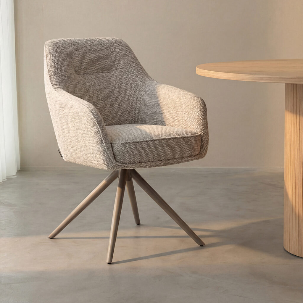 LABEL51 Eetkamerstoelen Akira - Naturel - - Taupe Metalen Frame