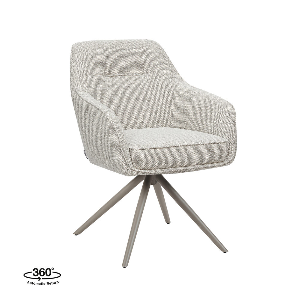LABEL51 Eetkamerstoelen Akira - Naturel - - Taupe Metalen Frame