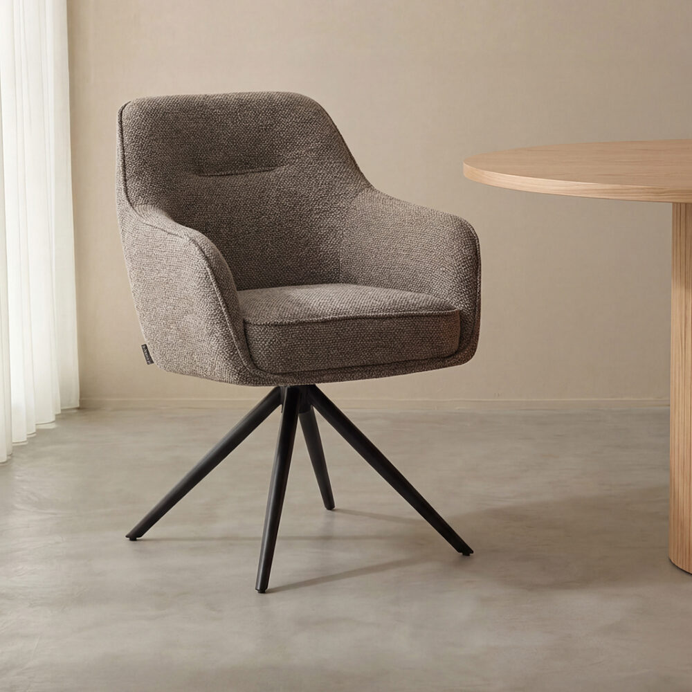 LABEL51 Eetkamerstoelen Akira - Mushroom - - Zwart Metalen Frame