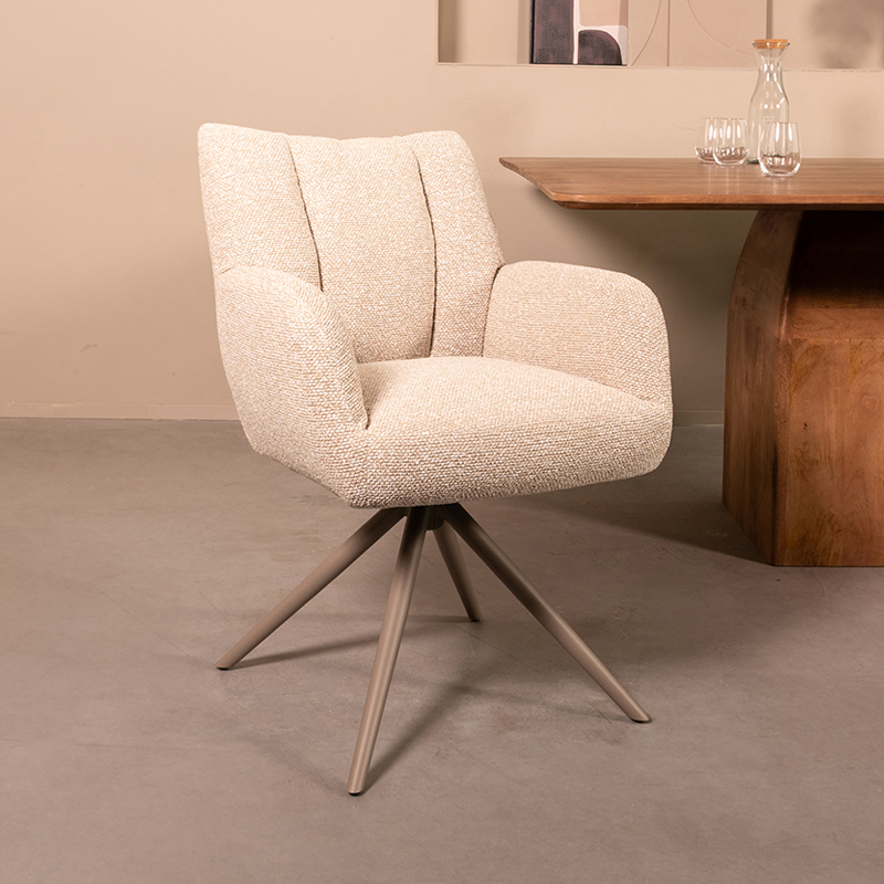 pro_96707_img_9188503 LABEL51 Eetkamerstoelen Padua - Naturel - Boucle - Taupe Metalen Frame