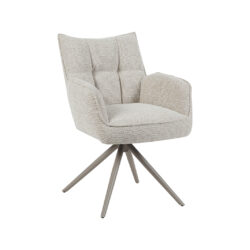LABEL51 Eetkamerstoelen Amalfi - Naturel - Boucle - Taupe Metalen Frame