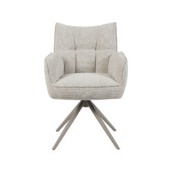 LABEL51 Eetkamerstoelen Amalfi - Naturel - Boucle - Taupe Metalen Frame