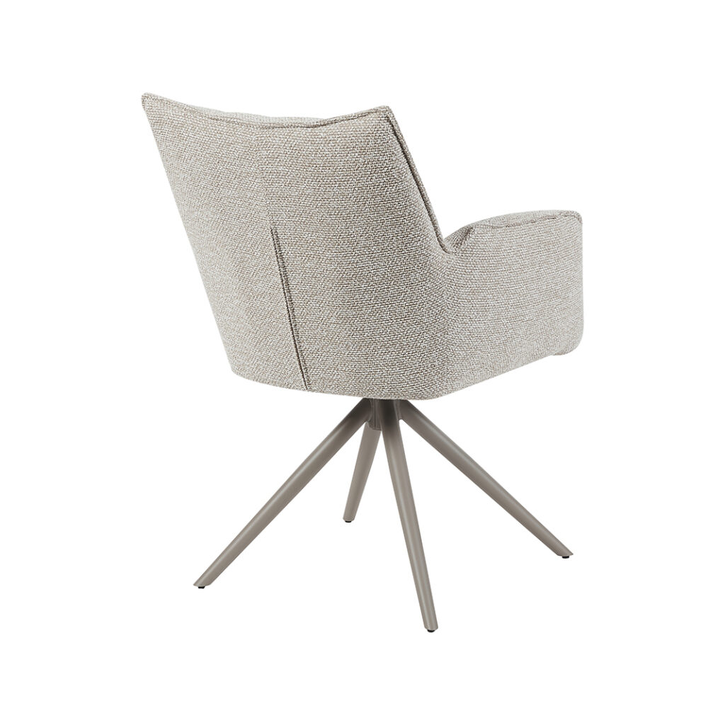 LABEL51 Eetkamerstoelen Amalfi - Naturel - Boucle - Taupe Metalen Frame