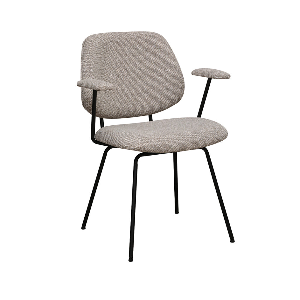 pro_96711_img_9293503 LABEL51 Eetkamerstoelen Loreto - Naturel - Boucle - Zwart Metalen Frame