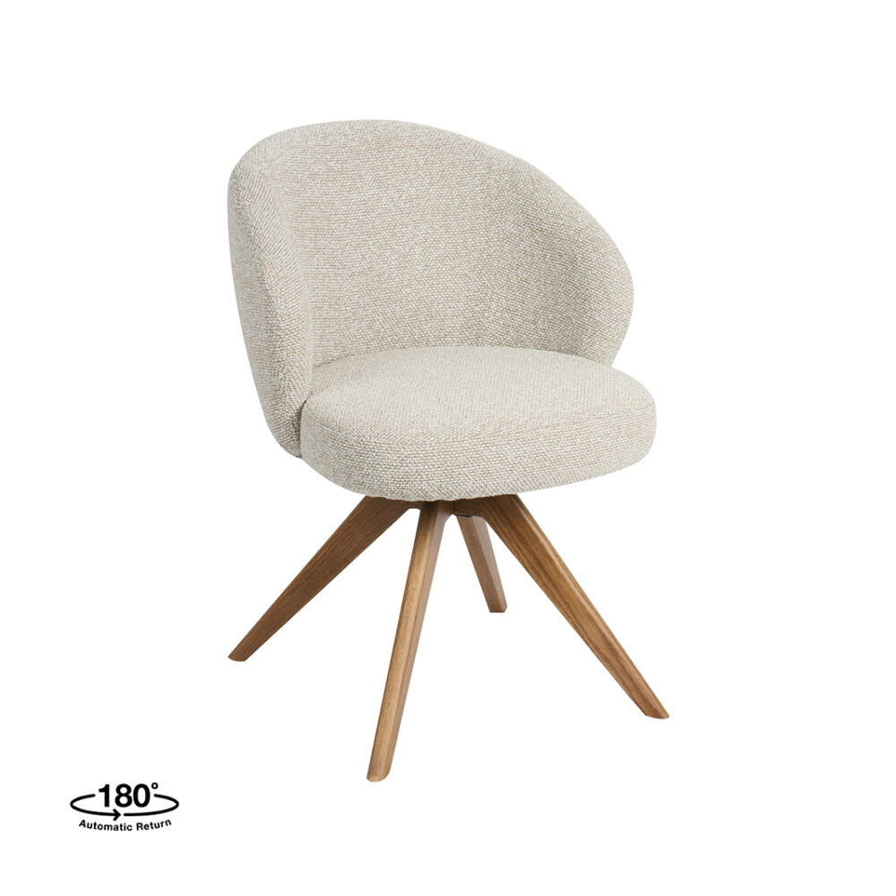 LABEL51 Eetkamerstoelen Sabi - Naturel - Boucle - Naturel Houten Frame