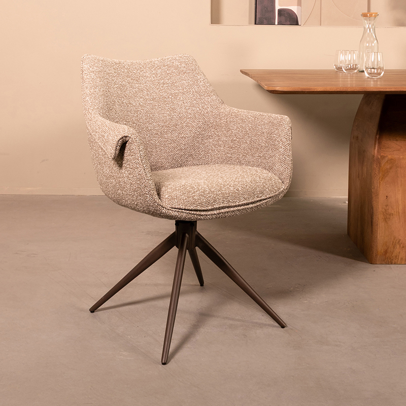 pro_96718_img_9189441 LABEL51 Eetkamerstoelen Narumi - Mushroom - Boucle - Brons Metalen Frame