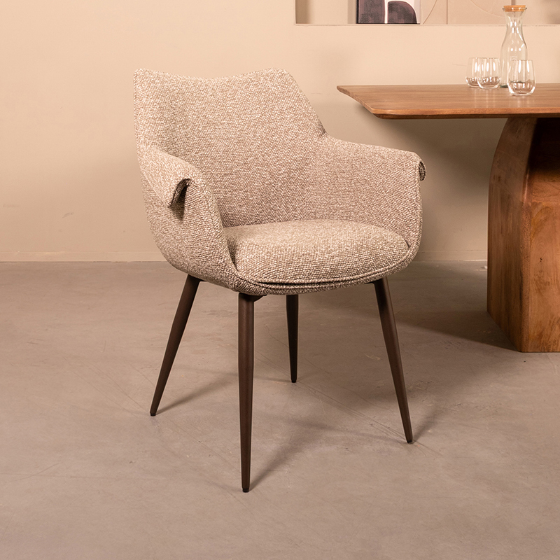 pro_96720_img_9293513 LABEL51 Eetkamerstoelen Mirai - Mushroom - Boucle - Brons Metalen Frame